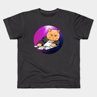 Rich Cat in space Kids T-Shirt